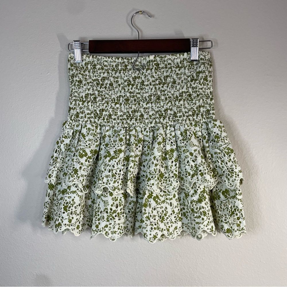 Zara Green and White Mini Skirt